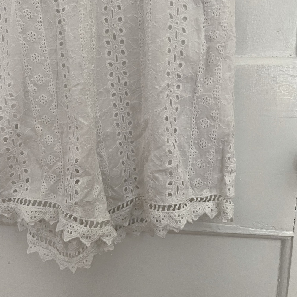 Joa White Eyelet Romper With Open Back. Size Smal… - image 2